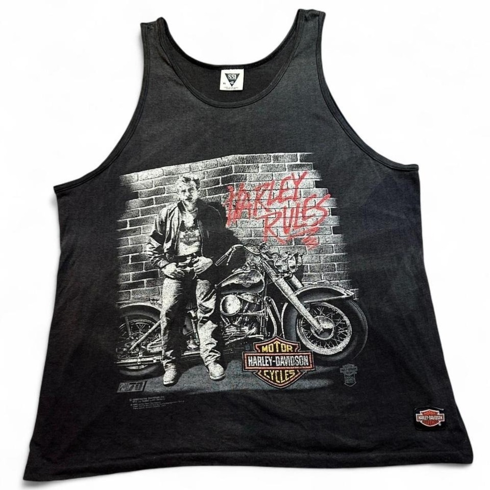 Vintage 1990 Harley Davidson thin biker punk grunge tank top size XL‎